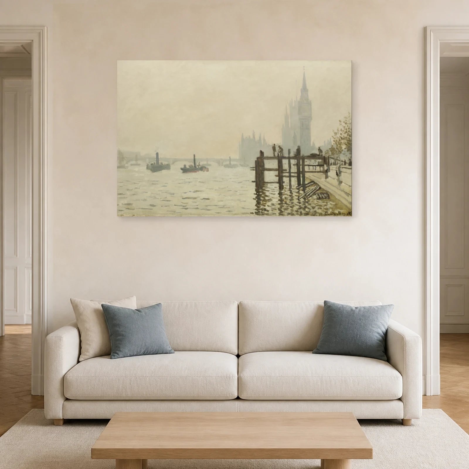 Tableau La Tamise au-dessous de Westminster – Claude Monet dans un salon - Art Virtuoso