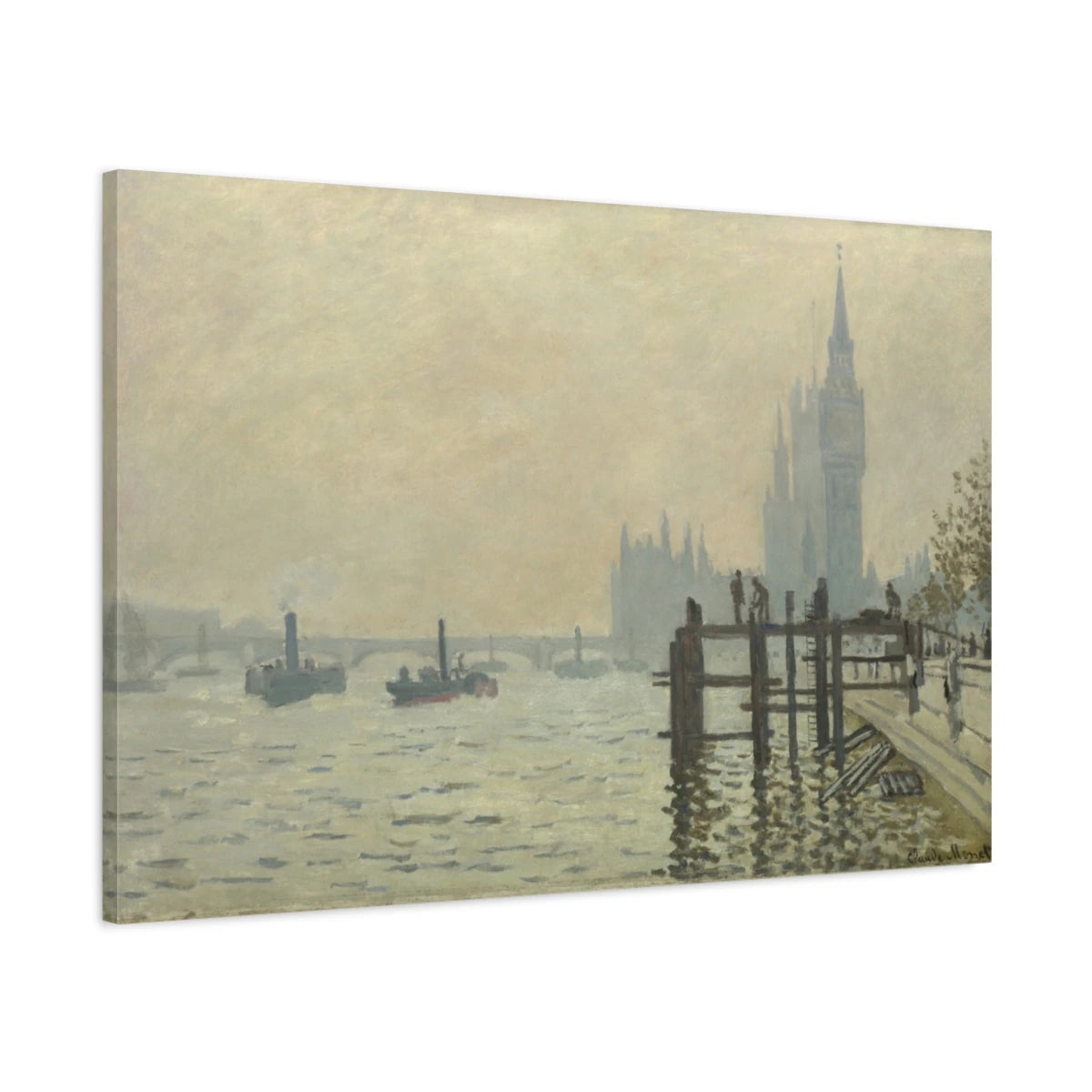 Tableau La Tamise au-dessous de Westminster – Claude Monet - toile 3D avec bords imprimés - Art Virtuoso