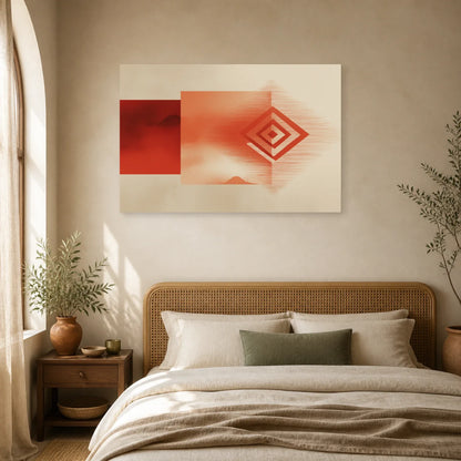Tableau Tapis Berbere Terracotta dans une chambre - Art Virtuoso