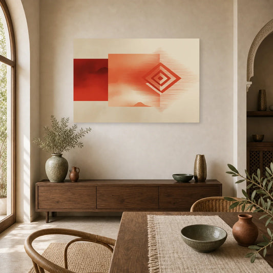 Tableau Tapis Berbere Terracotta dans une cuisine - Art Virtuoso
