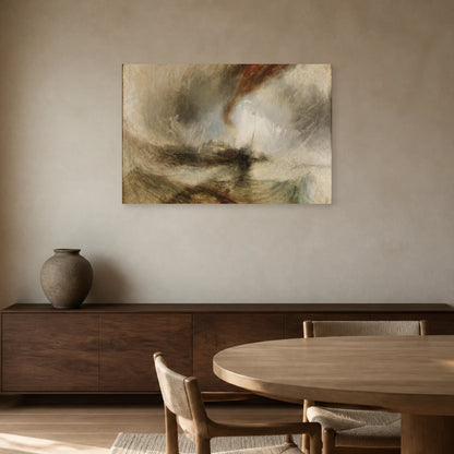 Tableau Tempête de neige : bateau à vapeur au large d’un port – William Turner dans une salle à manger - Art Virtuoso