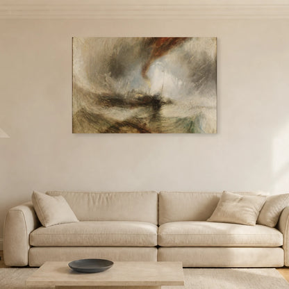 Tableau Tempête de neige : bateau à vapeur au large d’un port – William Turner dans un salon - Art Virtuoso