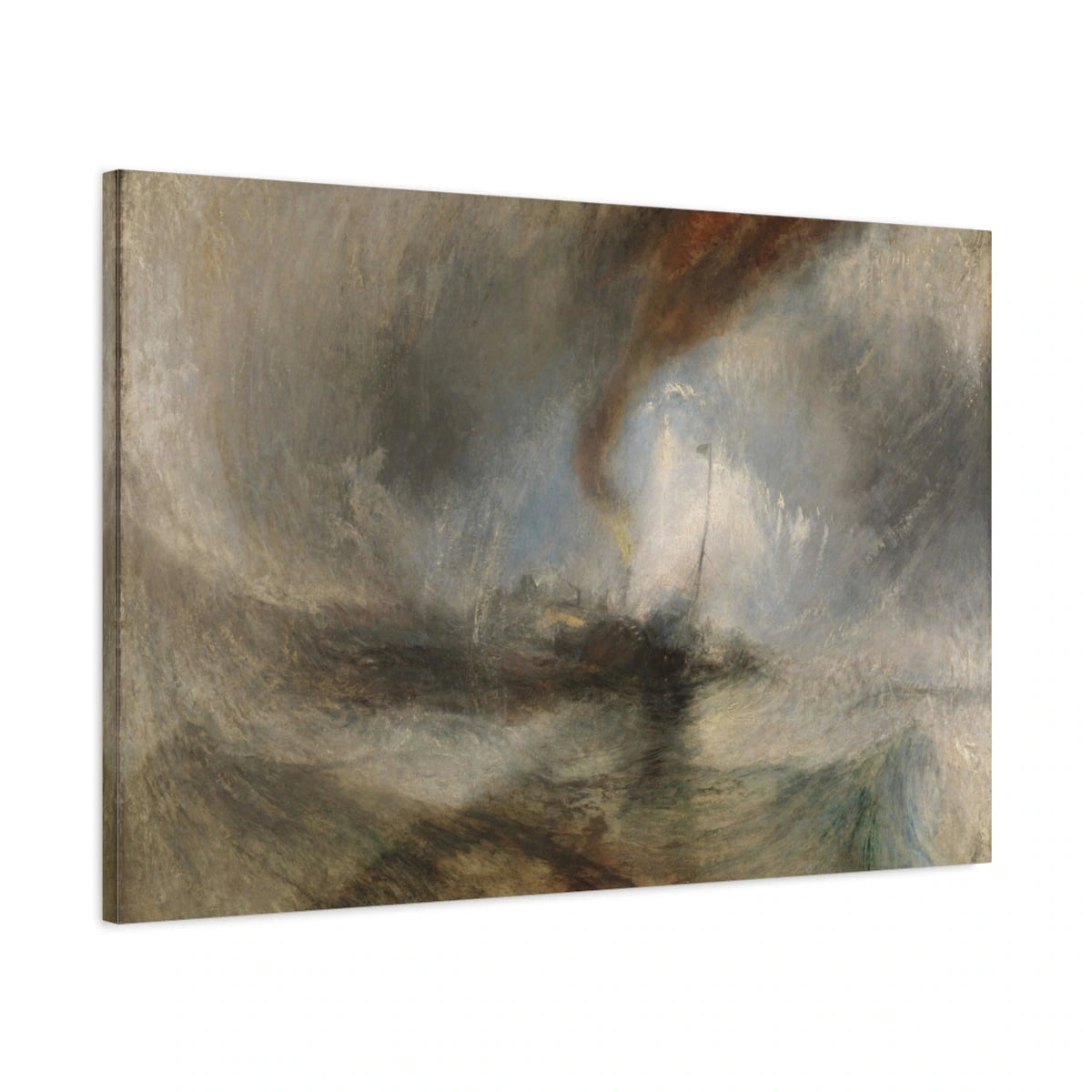 Tableau Tempête de neige : bateau à vapeur au large d’un port – William Turner - toile 3D avec bords imprimés - Art Virtuoso