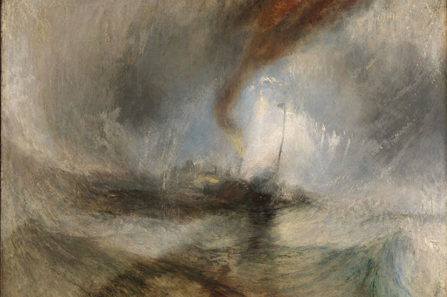 Tempête de neige : bateau à vapeur au large d’un port de William Turner – reproduction sur toile – format XXL