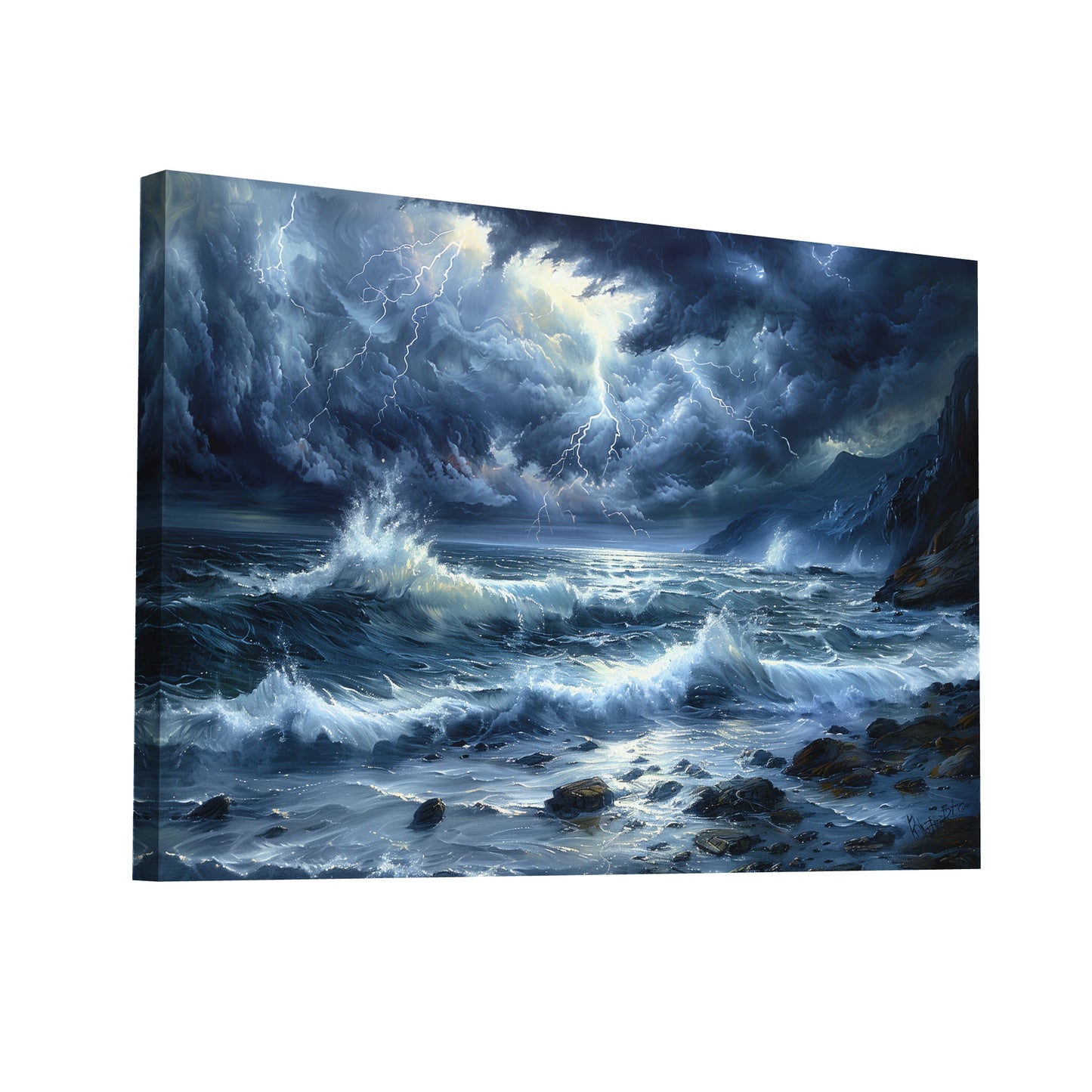 Product Hero 3D WebP Tableau Tempête en Mer - Art Virtuoso