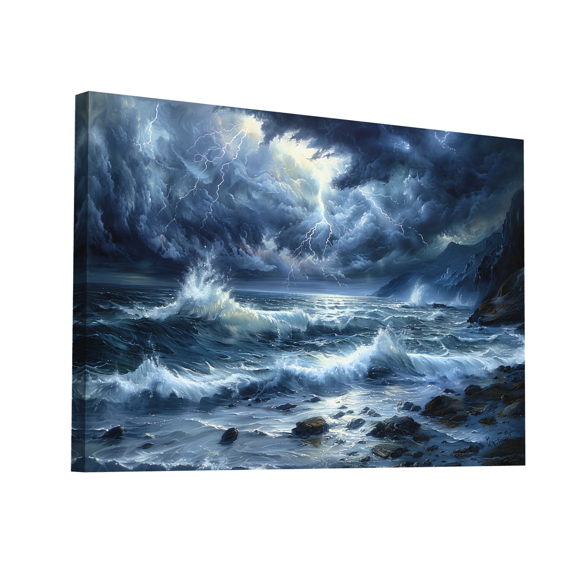 Product Hero 3D WebP Tableau Tempête en Mer - Art Virtuoso