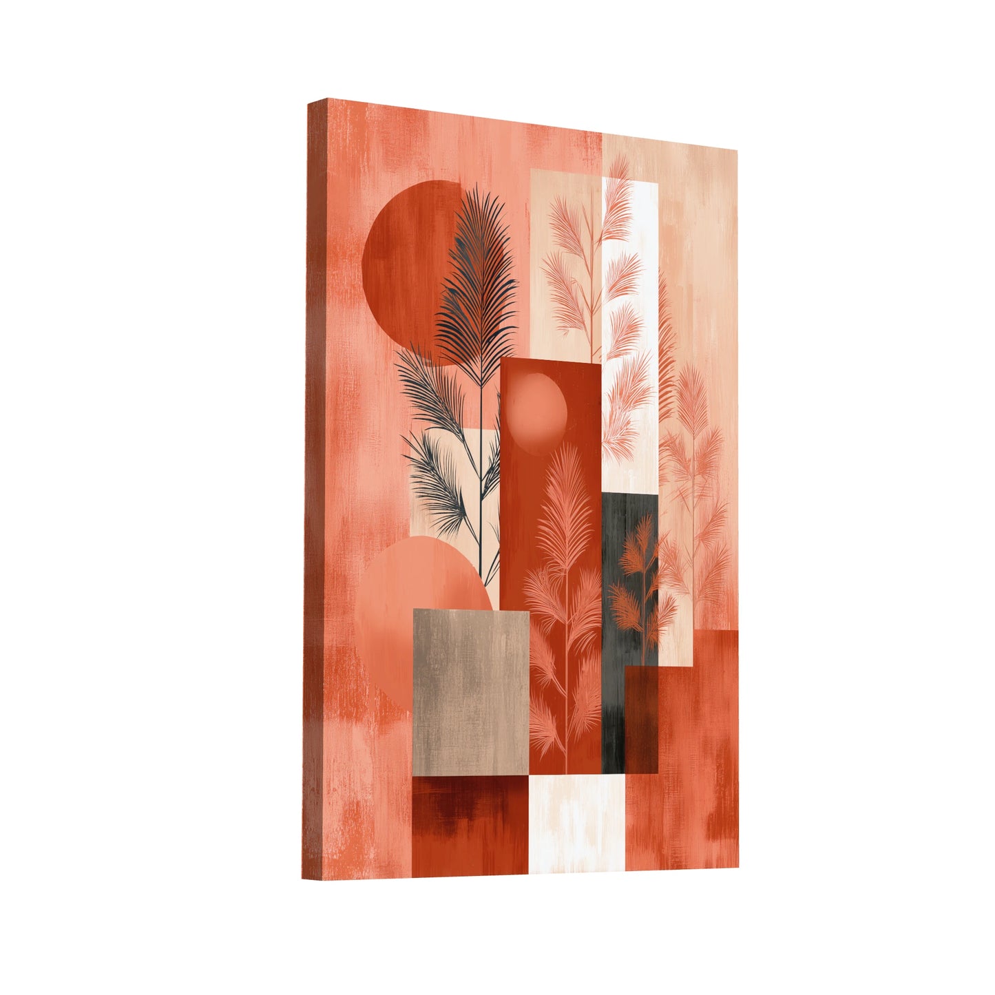 Product Hero 3D WebP Tableau Terracotta Boho 3 – Abstraction en Blocs Géométriques - Art Virtuoso