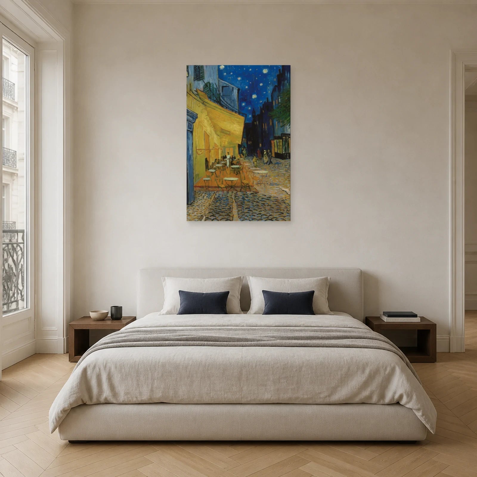 Tableau Terrasse du café le soir – Vincent van Gogh dans une chambre - Art Virtuoso