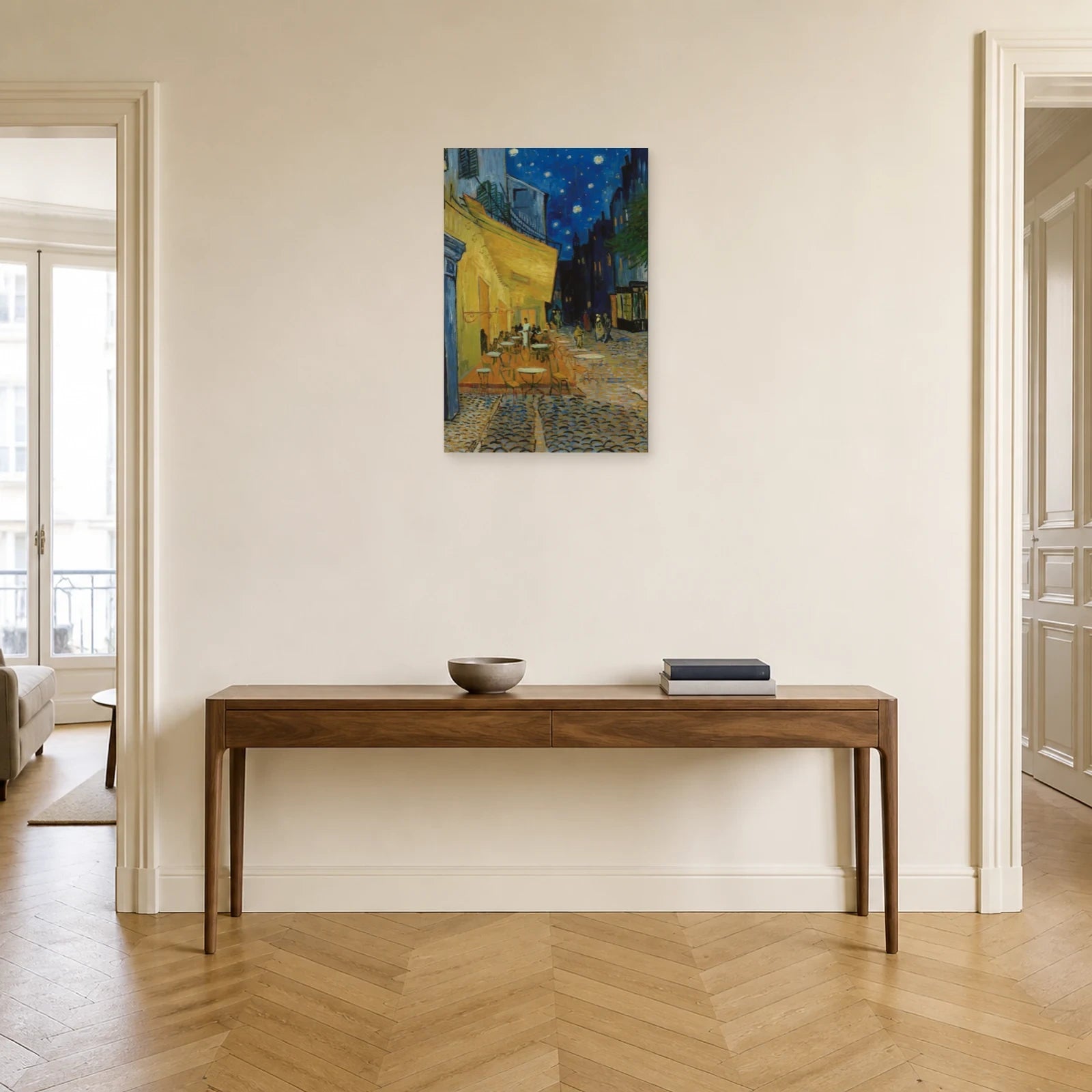 Tableau Terrasse du café le soir – Vincent van Gogh dans une entrée ou un couloir - Art Virtuoso