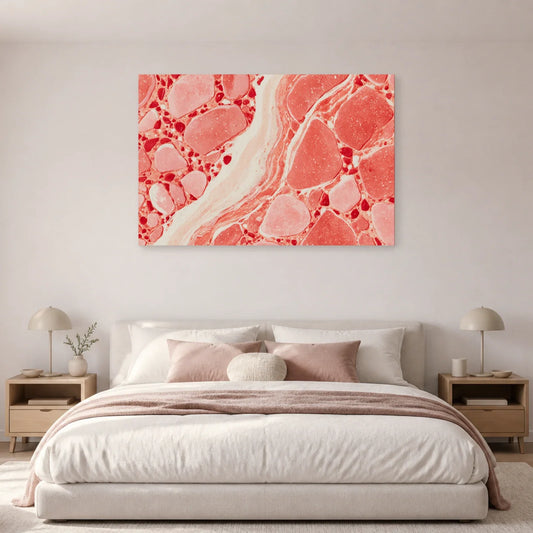 Tableau Terrazzo Rose présenté dans une chambre - Art Virtuoso