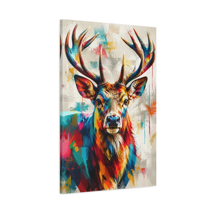 Tableau tête de cerf moderne – Ramure colorée - toile 3D avec bords imprimés - Art Virtuoso