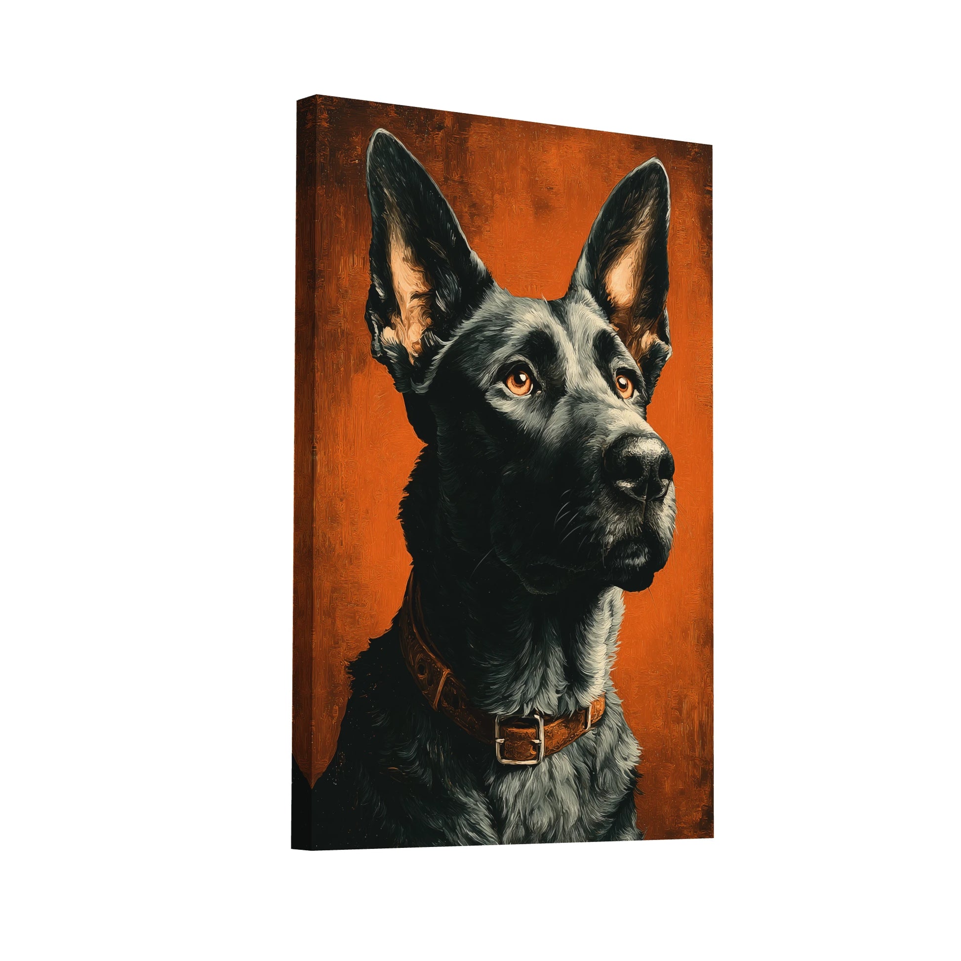 Product Hero 3D WebP Tableau Tête Chien : Gardien Attentif - Art Virtuoso