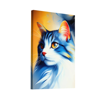 Product Hero 3D WebP Tableau Tête de Chat - Félix en Bleu - Art Virtuoso