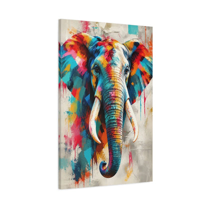Tableau tête d’éléphant multicolore – Force tranquille - toile 3D avec bords imprimés - Art Virtuoso