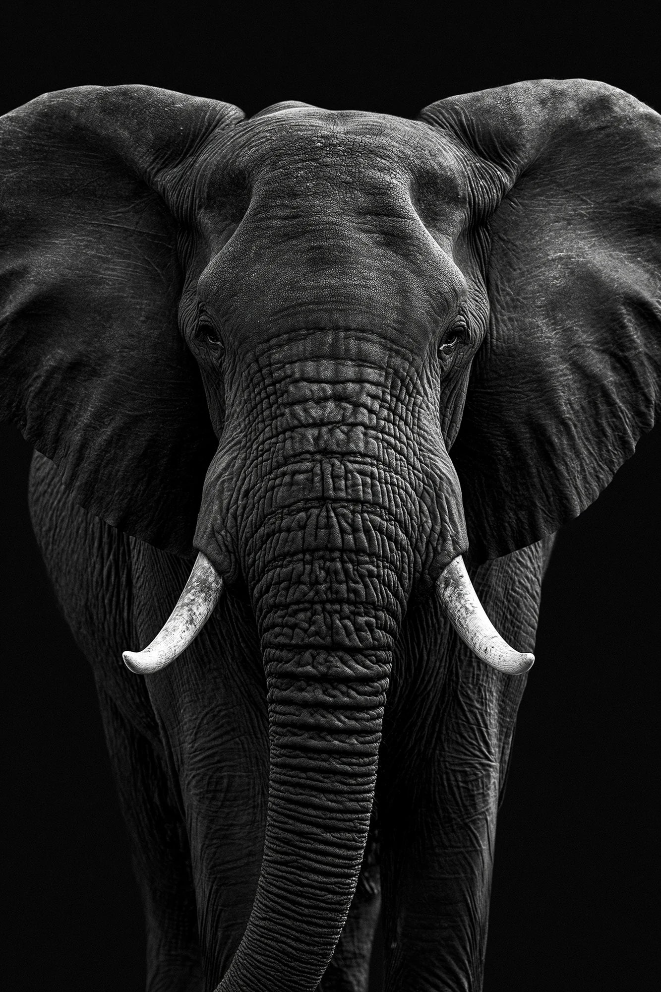 Tableau Tête Éléphant Noir et Blanc - impression sur toile, format S