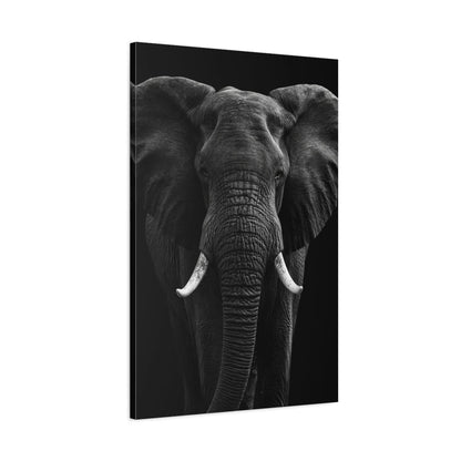 Tableau Tête Éléphant Noir et Blanc - toile 3D avec bords imprimés - Art Virtuoso