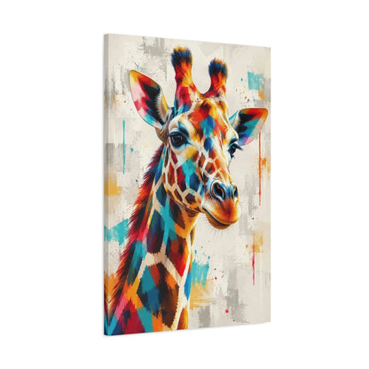 Tableau tête de girafe – Profil multicolore - toile 3D avec bords imprimés - Art Virtuoso