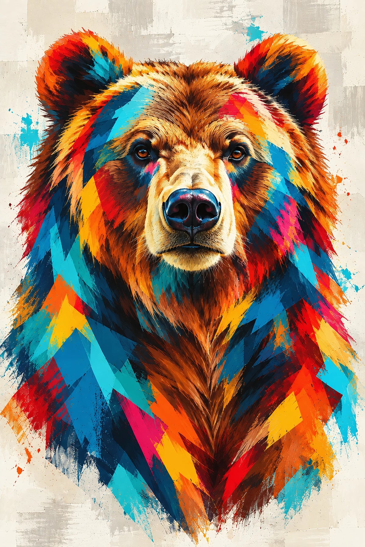 Tableau Tête Ours Eclats Colores - impression sur toile, format S