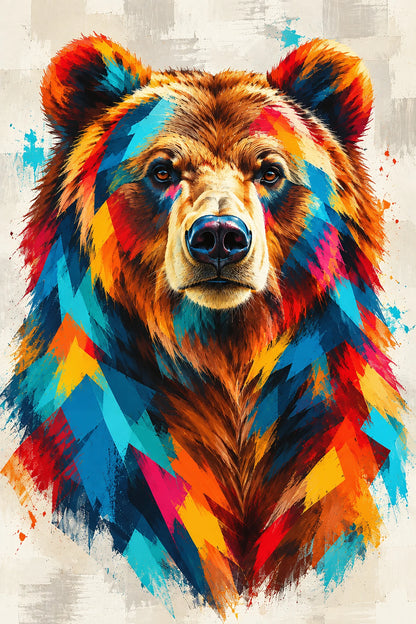 Tableau Tête Ours Eclats Colores - impression sur toile, format S