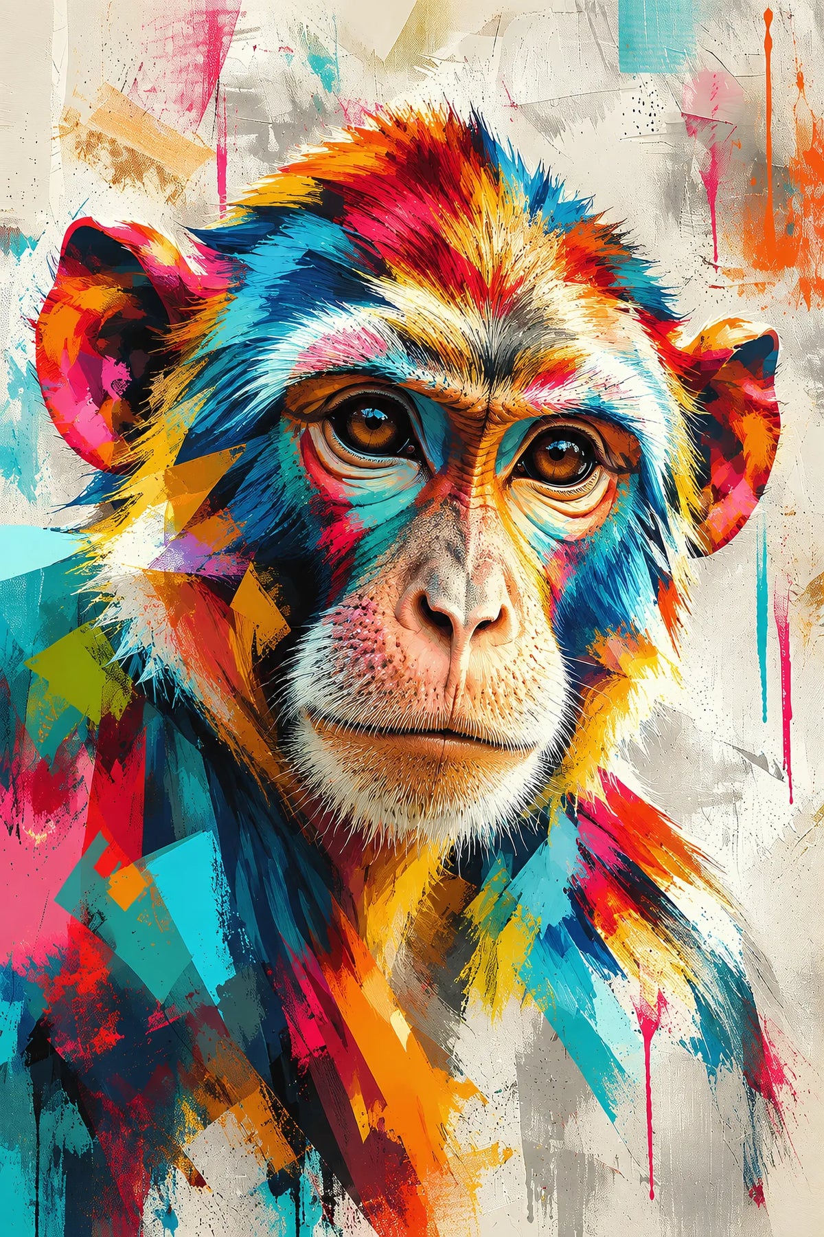 Tableau Tête Singe Eclats Colores - impression sur toile, format S