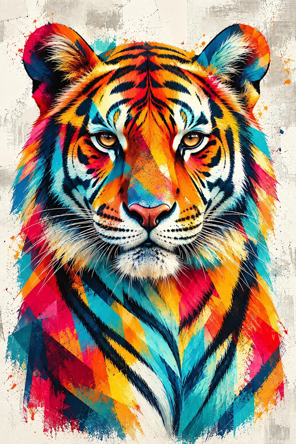 Tableau Tête Tigre Eclats Colores - impression sur toile, format S