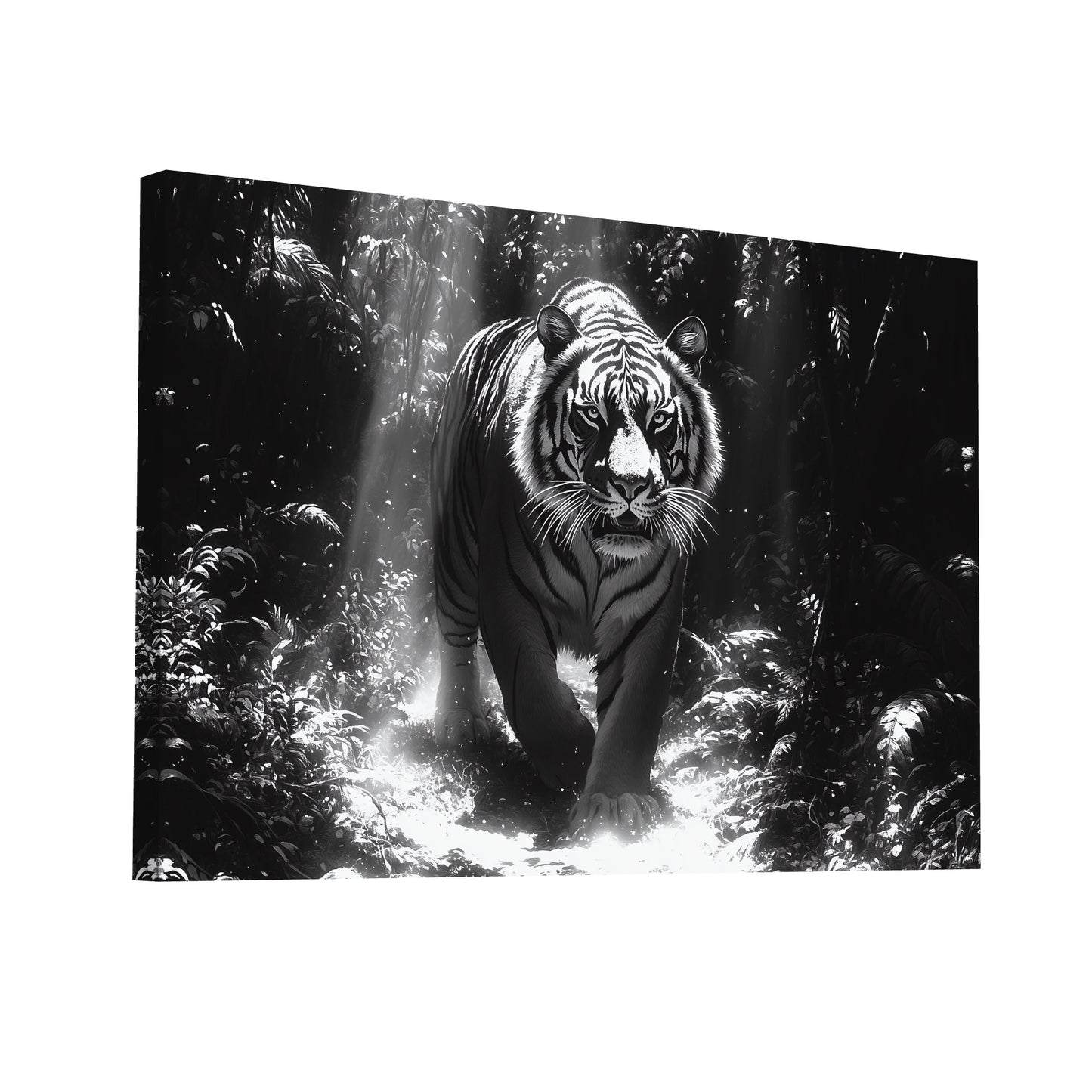 Product Hero 3D WebP Tableau Tigre Noir et Blanc - Art Virtuoso