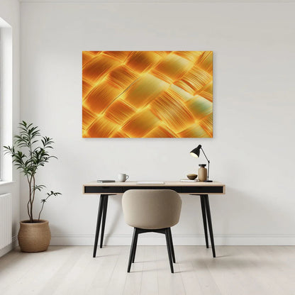 Tableau safran à effet tissage dans un bureau en bois foncé Art Virtuoso