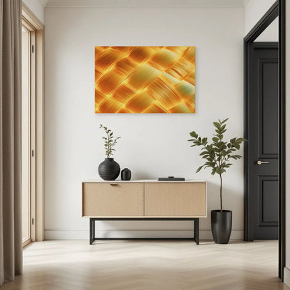 Tableau jaune safran à bandes striées dans une entrée moderne Art Virtuoso