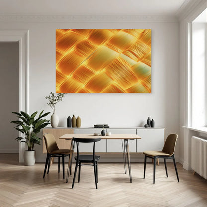 Tableau abstrait safran dans une cuisine aux accents noir mat Art Virtuoso