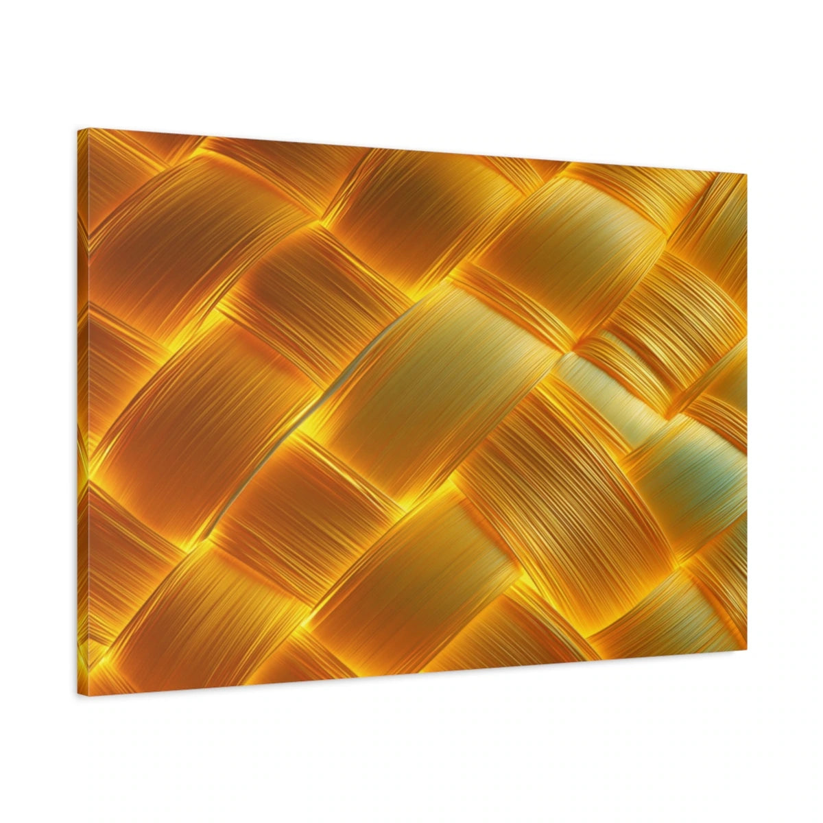 Tableau Abstrait Jaune Safran - Rubans Entrecroisés - toile 3D avec bords imprimés - Art Virtuoso