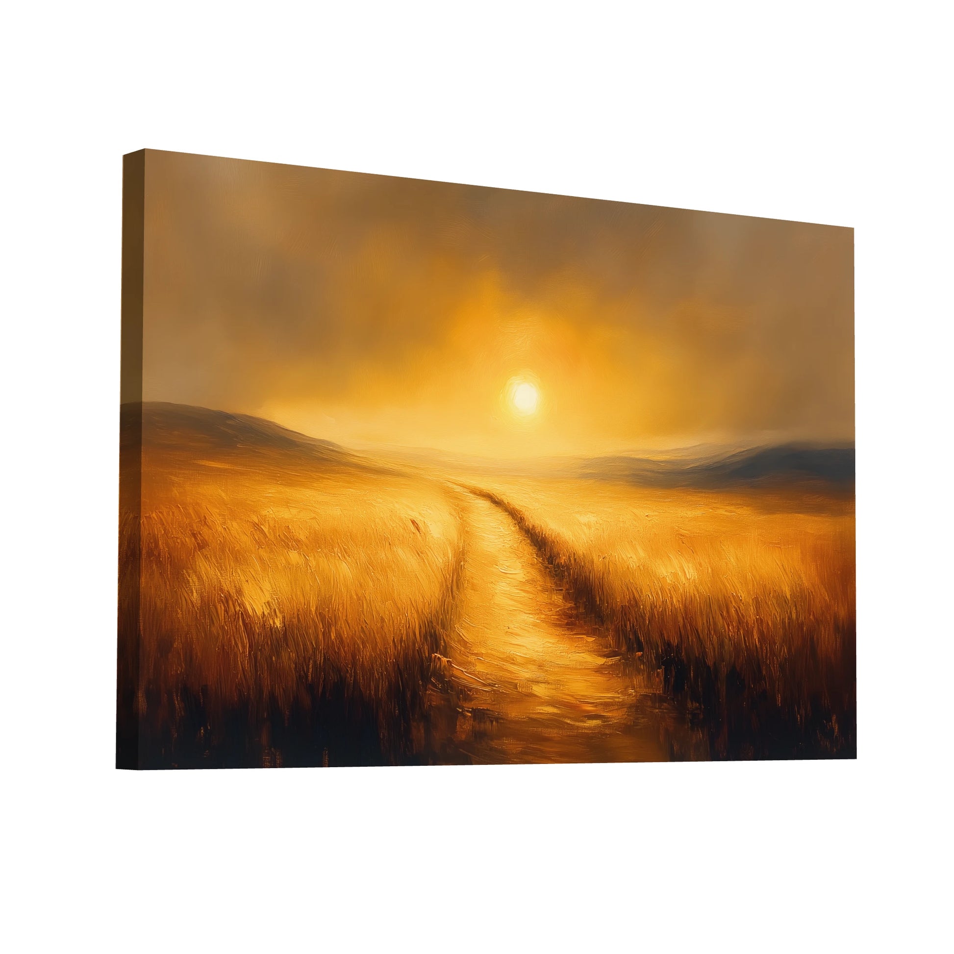 Product Hero 3D WebP Tableau Toile Jaune : Chemin de Lumière - Art Virtuoso
