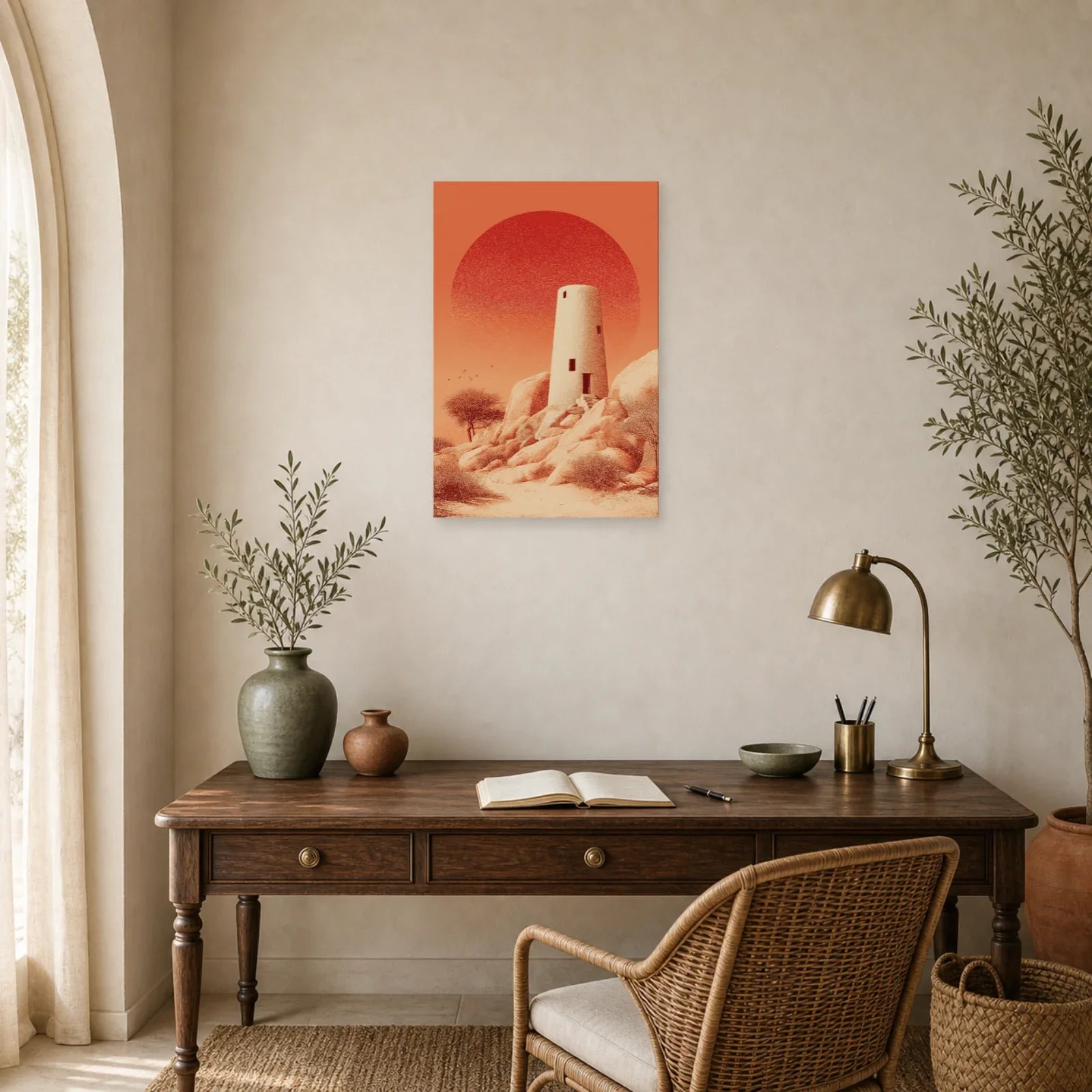 Tableau Tour Ancienne Terracotta dans un bureau - Art Virtuoso