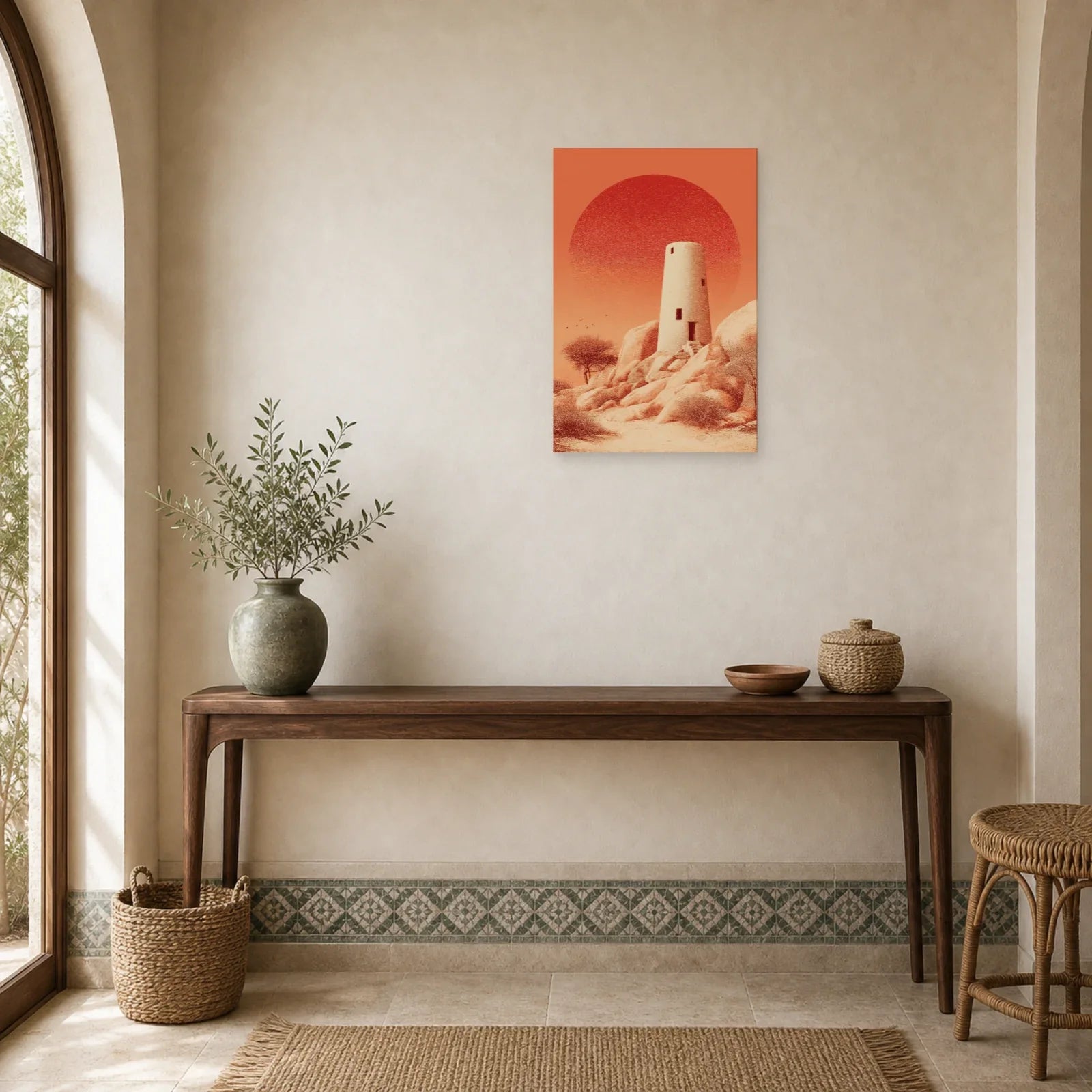 Tableau Tour Ancienne Terracotta dans une entree ou un couloir - Art Virtuoso