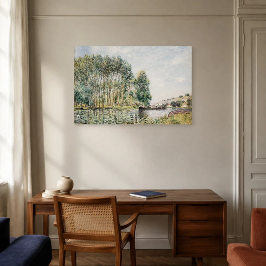 Tableau Tournant du Loing à Moret – Alfred Sisley dans un bureau - Art Virtuoso