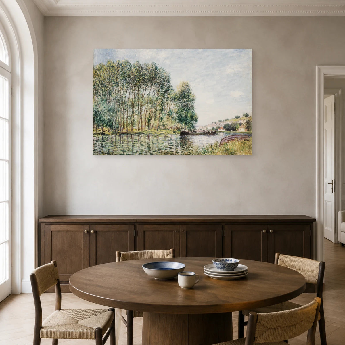 Tableau Tournant du Loing à Moret – Alfred Sisley dans une salle à manger - Art Virtuoso