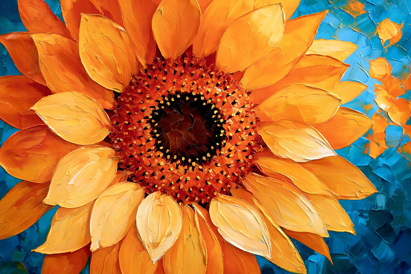 Tableau horizontal format M avec cœur brun et pétales jaune d'or par Art Virtuoso