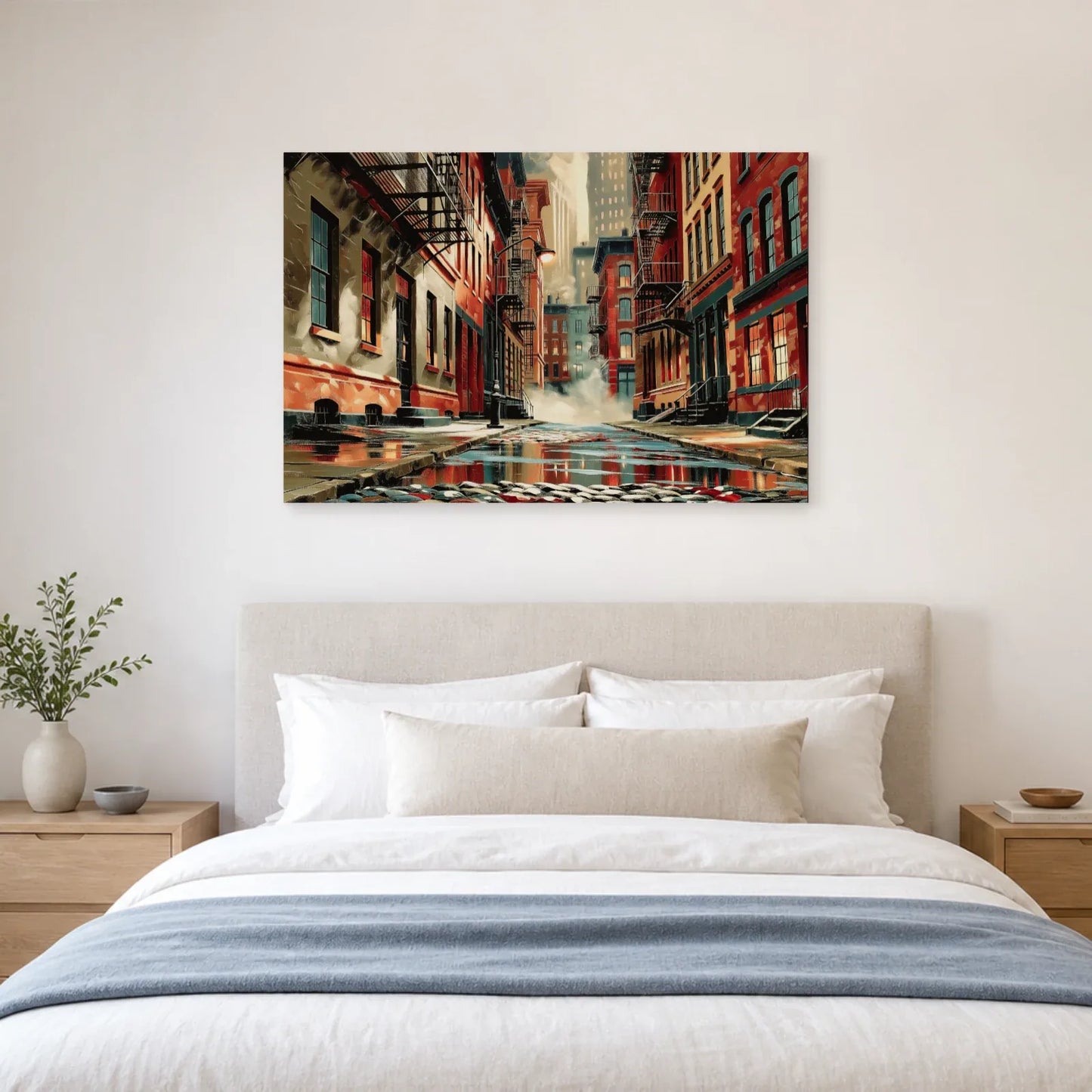 Toile de rue humide à New York exposée dans une chambre