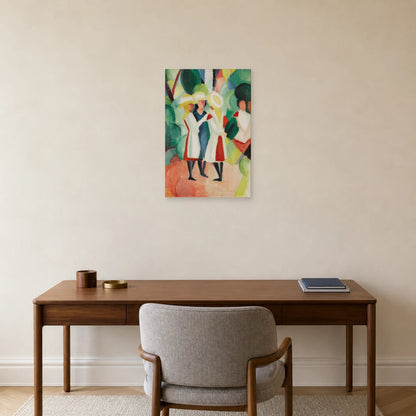 Tableau Trois jeunes filles aux chapeaux de paille jaunes I – August Macke dans un bureau - Art Virtuoso