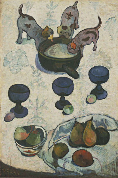 Tableau Nature morte aux trois petits chiens de Paul Gauguin - impression sur toile, format M