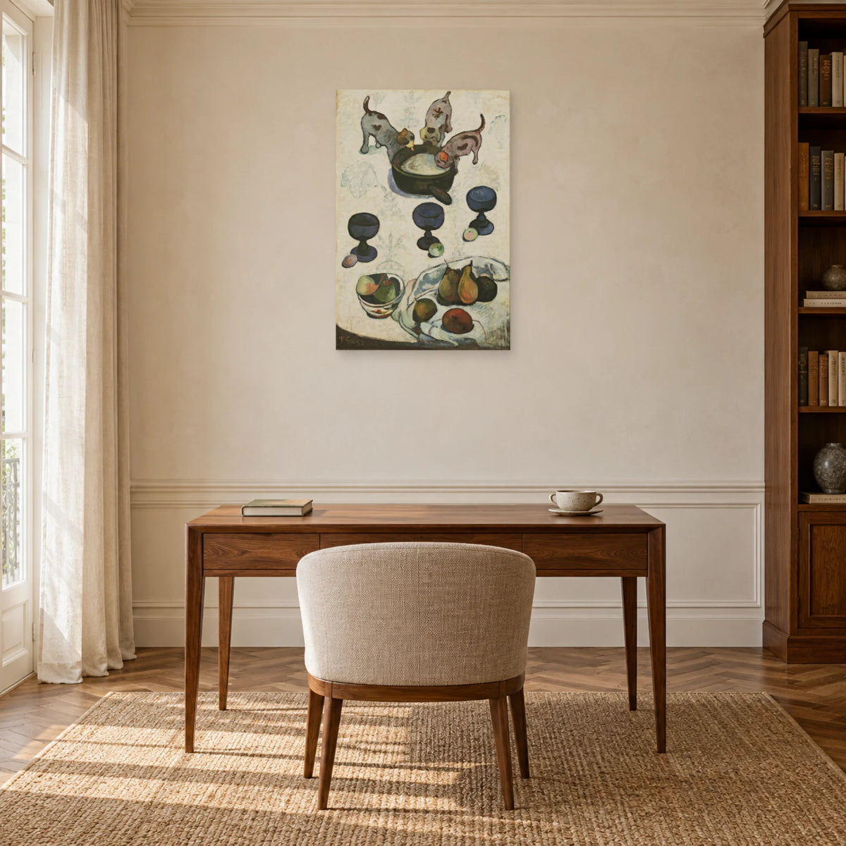 Tableau Nature morte aux trois petits chiens de Paul Gauguin dans un bureau - Art Virtuoso