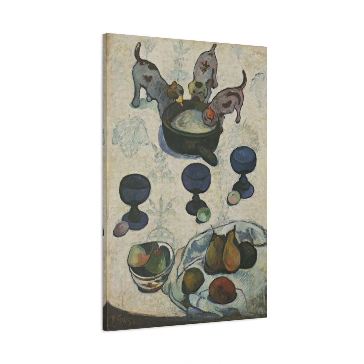 Tableau Nature morte aux trois petits chiens de Paul Gauguin - toile 3D avec bords imprimés - Art Virtuoso