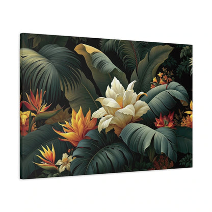 Tableau Tropical Abstrait Feuilles - toile 3D avec bords imprimes visibles