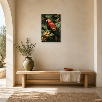 Tableau Tropical Ara Rouge Canopée dans une entree ou un couloir decore