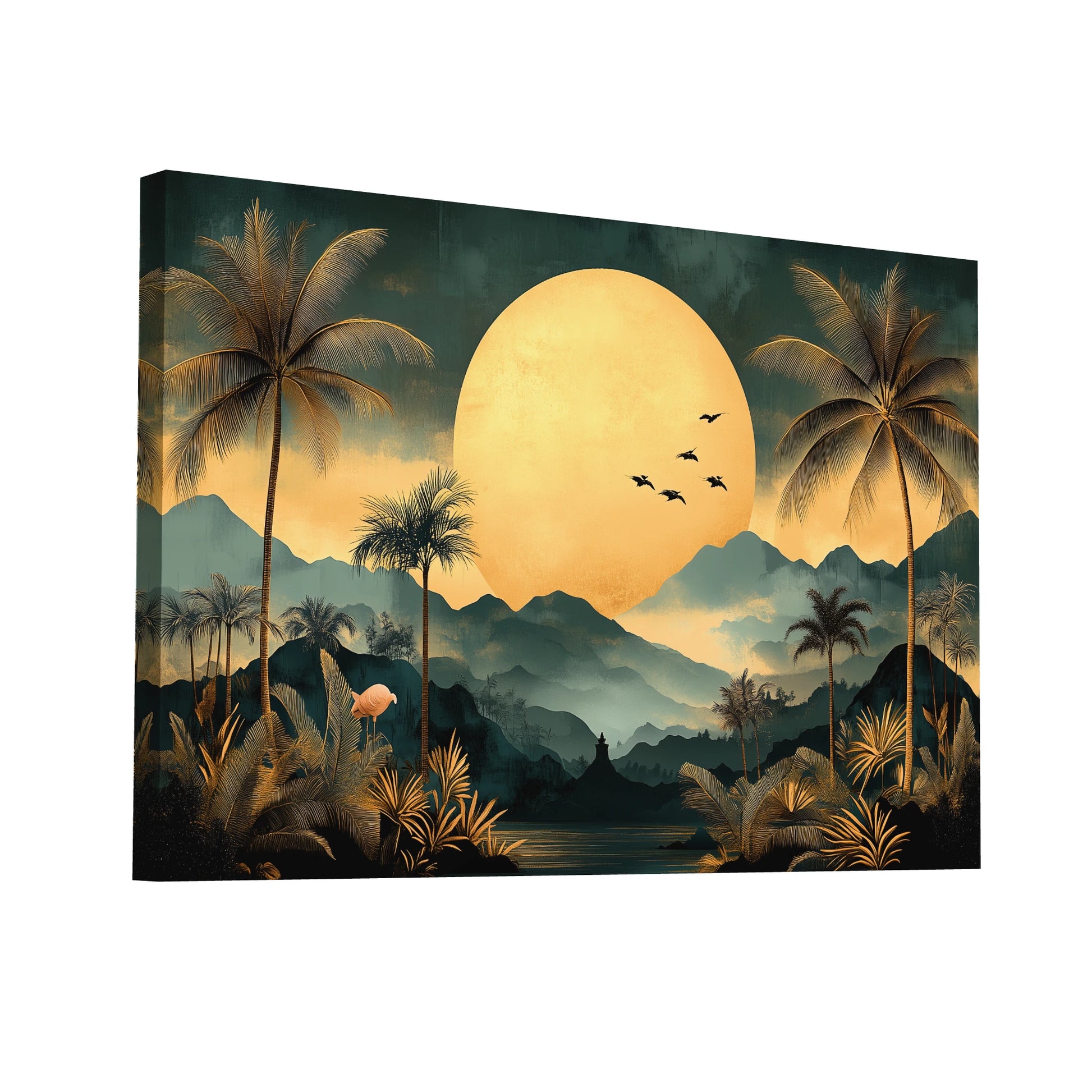 Product Hero 3D WebP Tableau Tropical Chic : Crépuscule Doré - Art Virtuoso