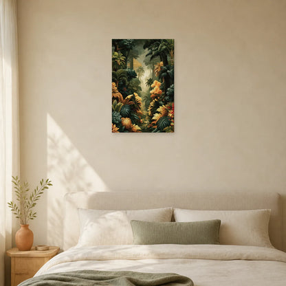 Tableau Tropical Exotique Feuillage Luxe dans une chambre apaisante