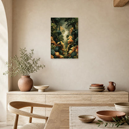 Tableau Tropical Exotique Feuillage Luxe dans une salle a manger lumineuse