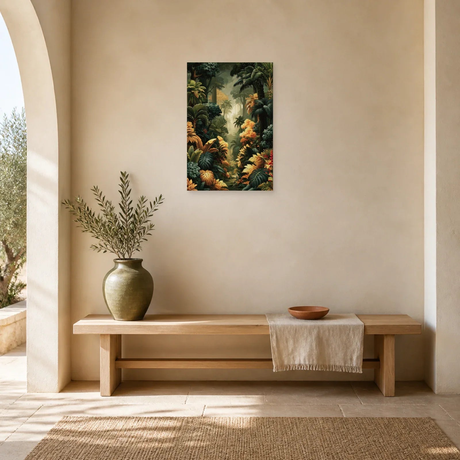 Tableau Tropical Exotique Feuillage Luxe dans une entree ou un couloir decore