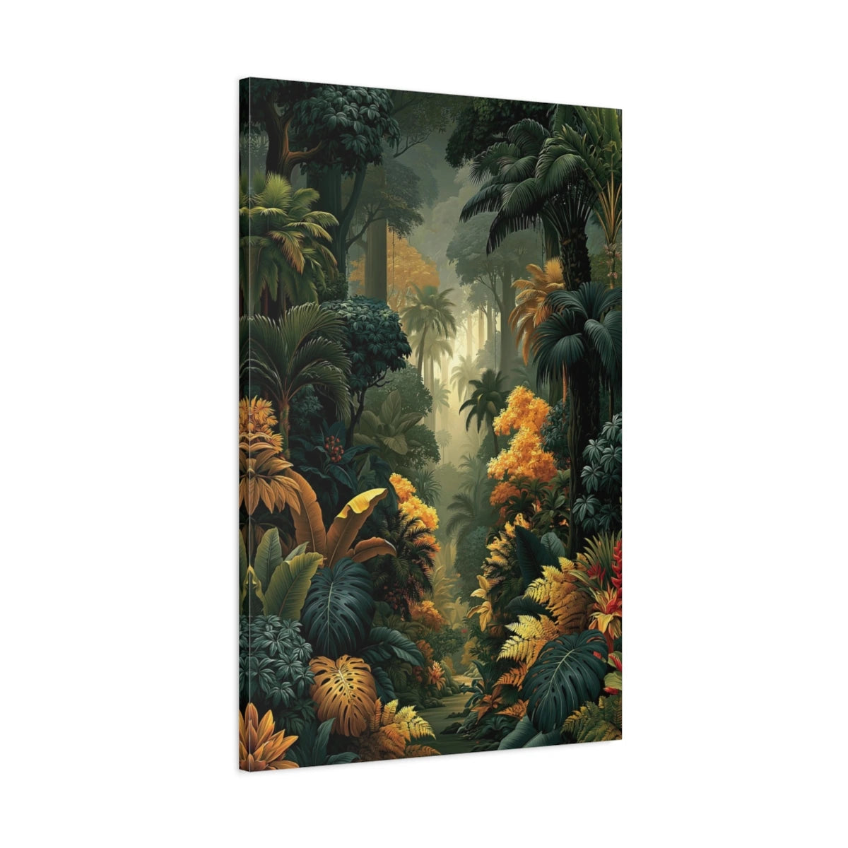 Tableau Tropical Exotique Feuillage Luxe - toile 3D avec bords imprimes visibles