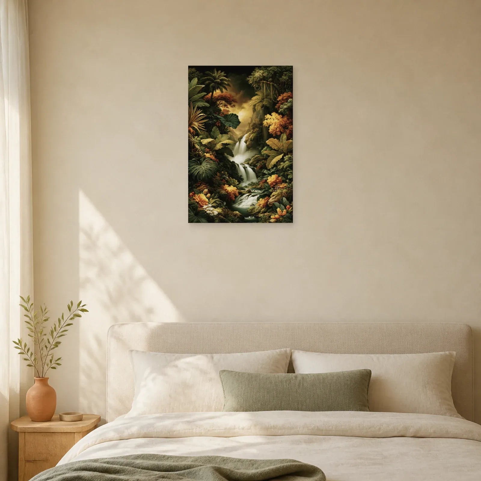 Tableau Tropical Jungle Cascade dans une chambre apaisante
