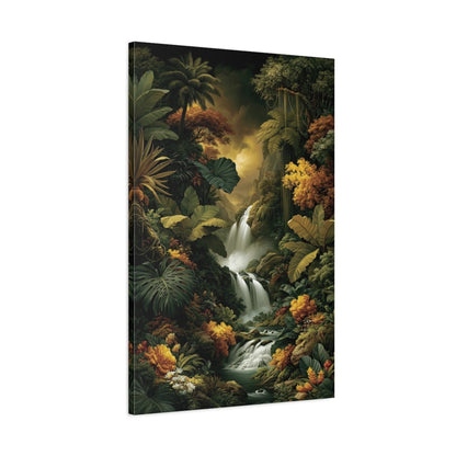 Tableau Tropical Jungle Cascade - toile 3D avec bords imprimes visibles